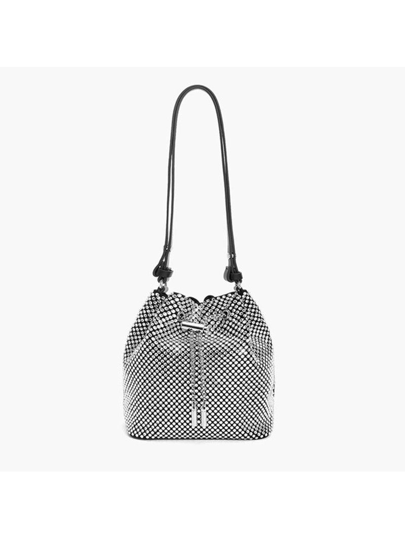 Elegant Flash Diamond one shoulder Premium texture Fashion commuter street Crossbody bucket bag 