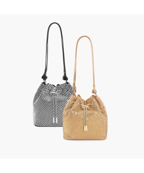 Elegant Flash Diamond one shoulder Premium texture Fashion commuter street Crossbody bucket bag