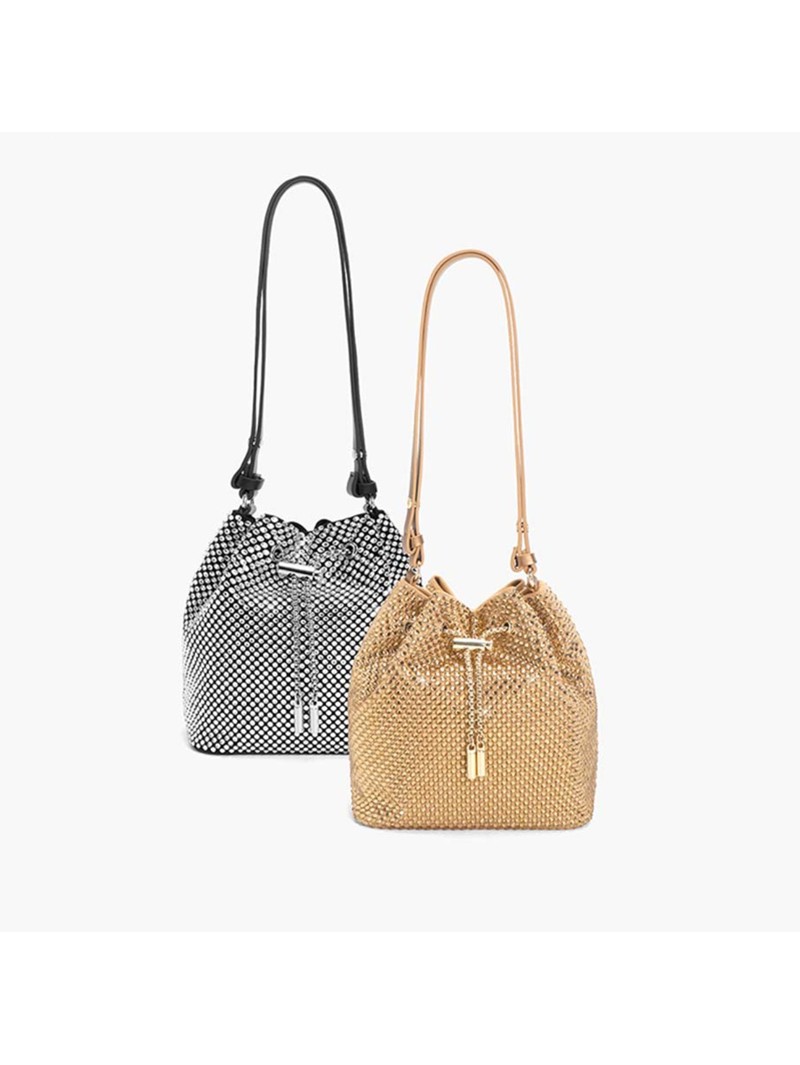 Elegant Flash Diamond one shoulder Premium texture Fashion commuter street Crossbody bucket bag 