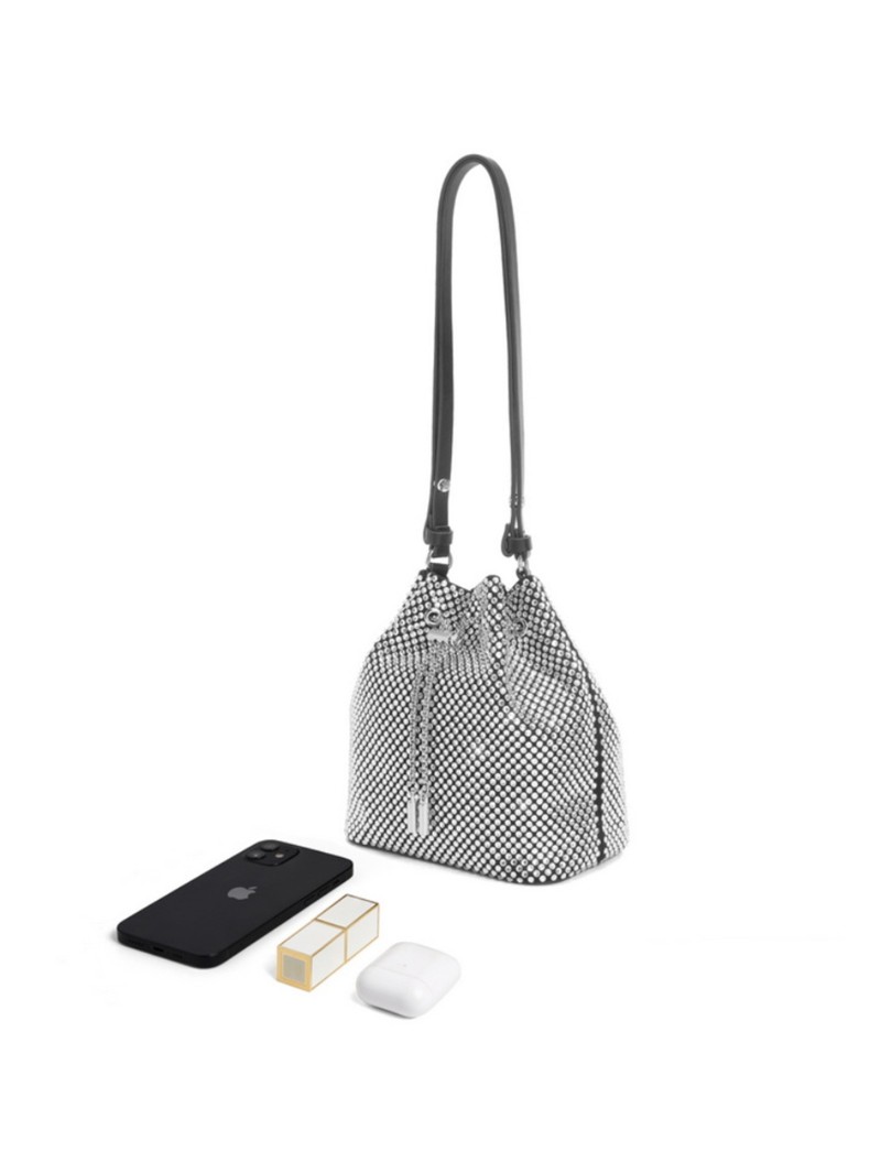 Elegant Flash Diamond one shoulder Premium texture Fashion commuter street Crossbody bucket bag 