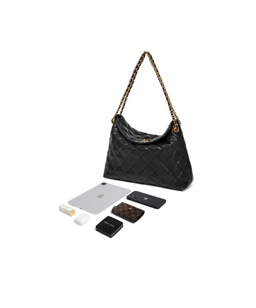 Tote Bag Small Fragrance Chain Premium Black Commuter underarm bag