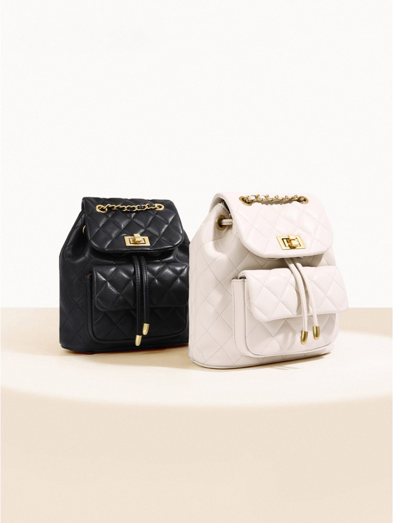 Backpack Female Small Fragrance Chain Schoolbag Texture Commuting Light Travel Bag Small Backpack 