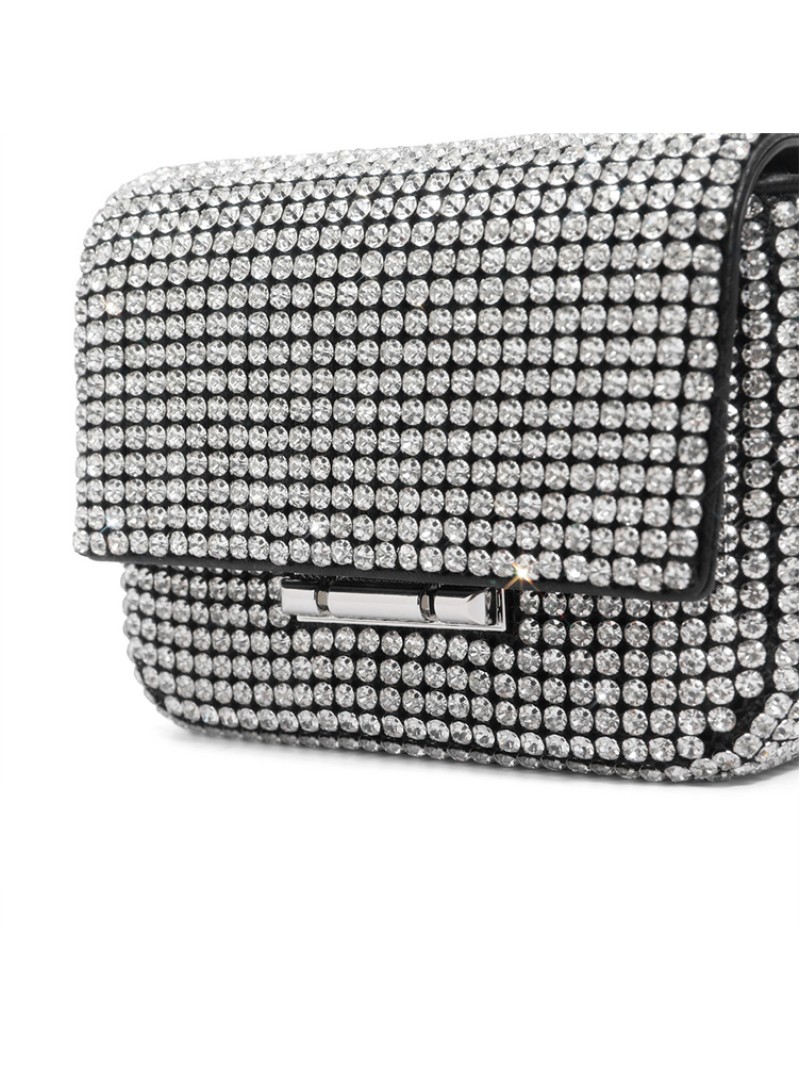  Fashionable high quality exquisite flash diamond single shoulder crossbody small square bag 