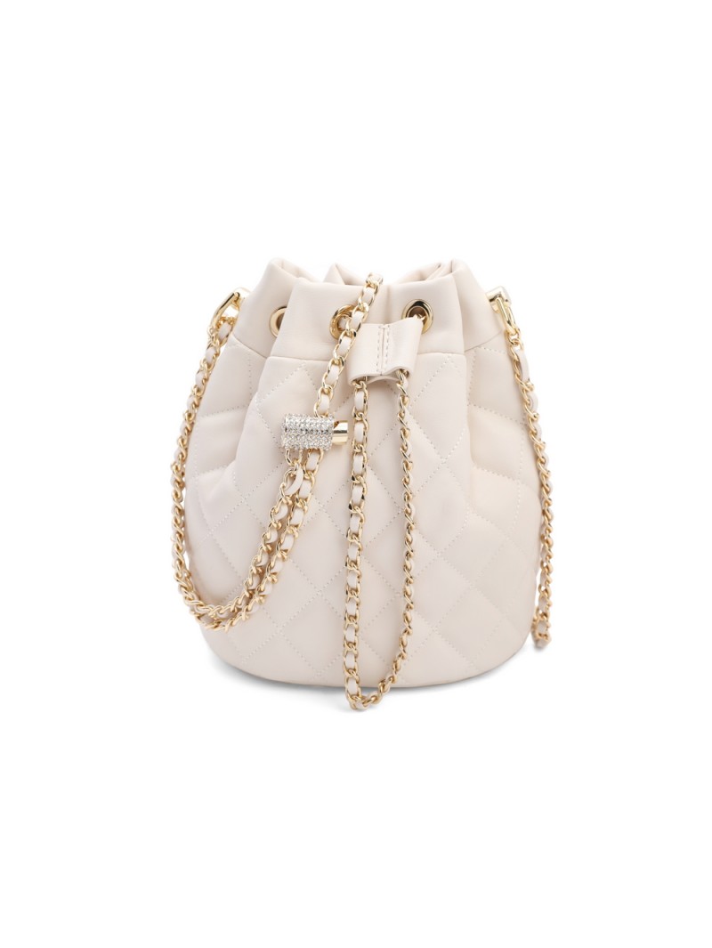 Bag Women Bucket Bag Commuter Travel Small Fragrance Drawstring Design Chain White Crossbody Bag