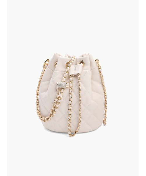 Bag Women Bucket Bag Commuter Travel Small Fragrance Drawstring Design Chain White Crossbody Bag