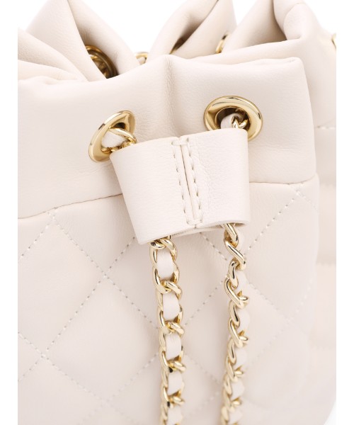 Bag Women Bucket Bag Commuter Travel Small Fragrance Drawstring Design Chain White Crossbody Bag